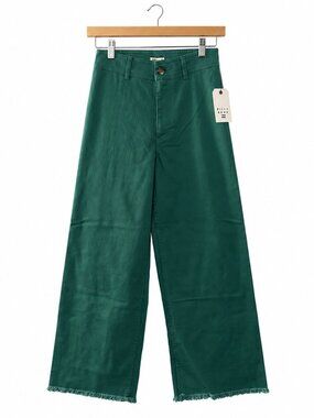 Billabong Free Fall Twill Wide Leg Pants Evergreen Size 26 NWT